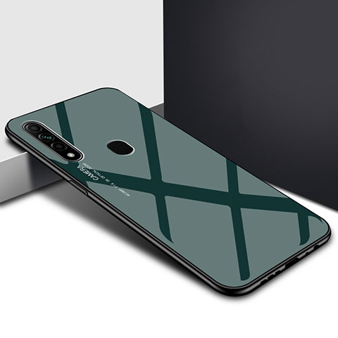 Custodia Silicone Specchio Laterale Cover per Oppo A8 Verde