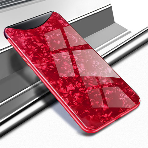 Custodia Silicone Specchio Laterale Cover per Oppo Find X Rosso