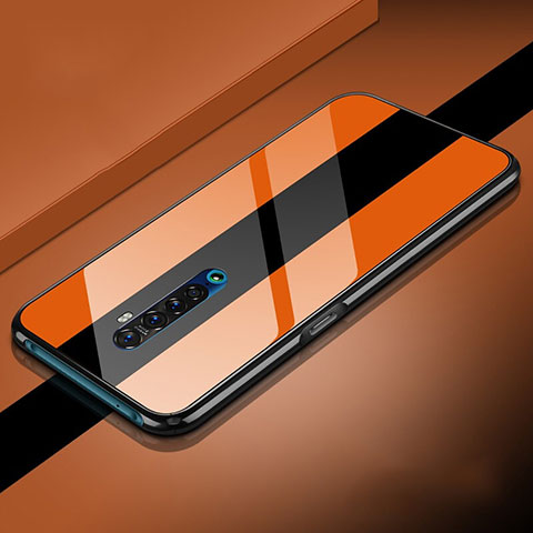 Custodia Silicone Specchio Laterale Cover per Oppo Reno2 Arancione