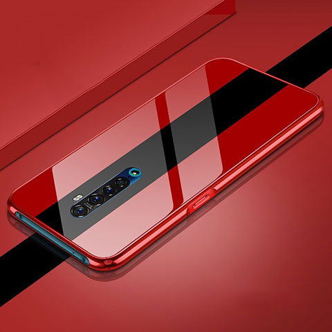 Custodia Silicone Specchio Laterale Cover per Oppo Reno2 Rosso