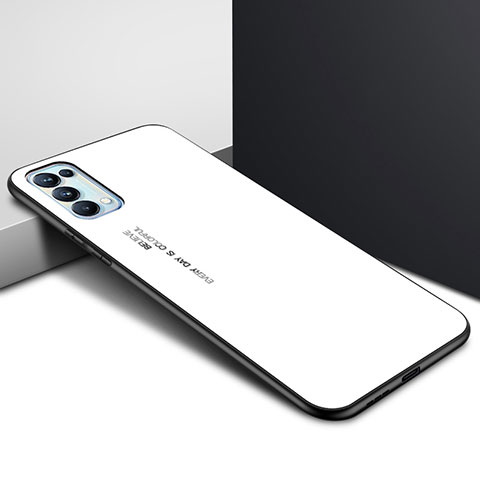 Custodia Silicone Specchio Laterale Cover per Oppo Reno5 Pro 5G Bianco