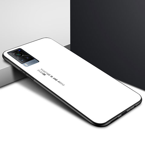 Custodia Silicone Specchio Laterale Cover per Vivo X60T 5G Bianco