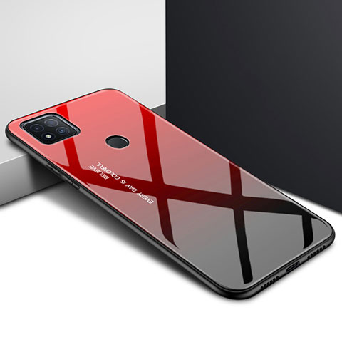 Custodia Silicone Specchio Laterale Cover per Xiaomi Redmi 9 India Rosso