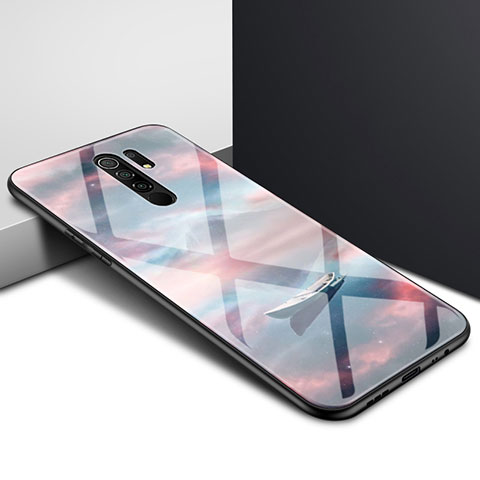 Custodia Silicone Specchio Laterale Cover per Xiaomi Redmi 9 Marrone