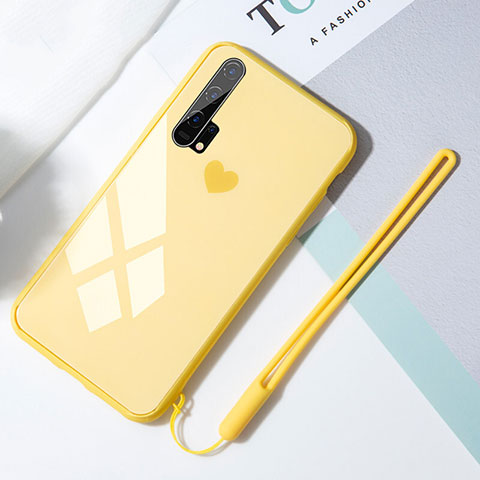 Custodia Silicone Specchio Laterale Cover T01 per Huawei Honor 20 Pro Giallo