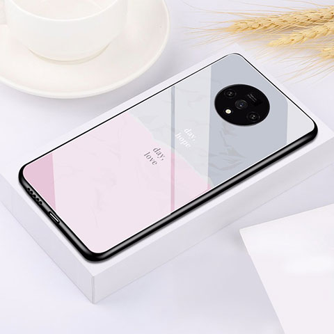 Custodia Silicone Specchio Laterale Cover T01 per OnePlus 7T Rosa