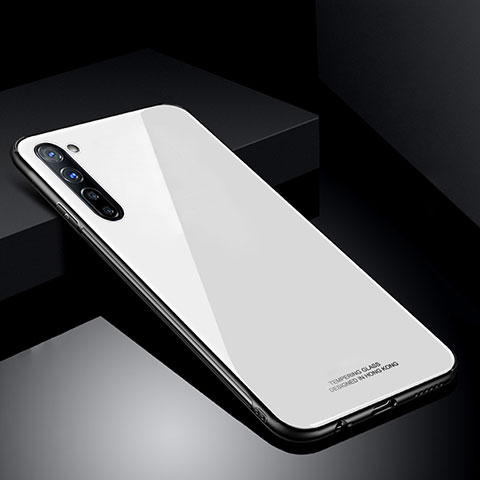 Custodia Silicone Specchio Laterale Cover T01 per Oppo Reno3 Bianco