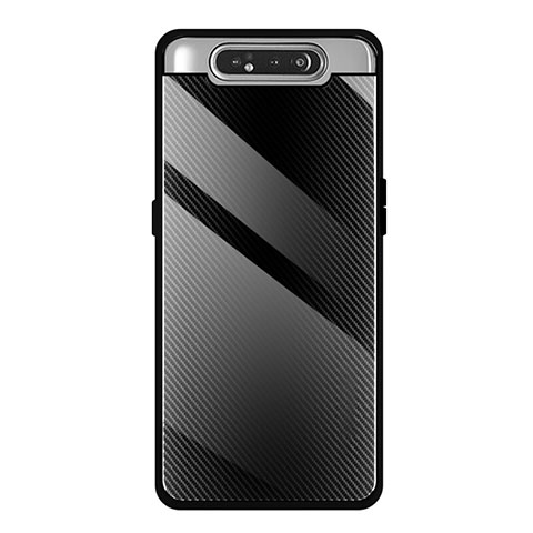 Custodia Silicone Specchio Laterale Cover T01 per Samsung Galaxy A80 Nero