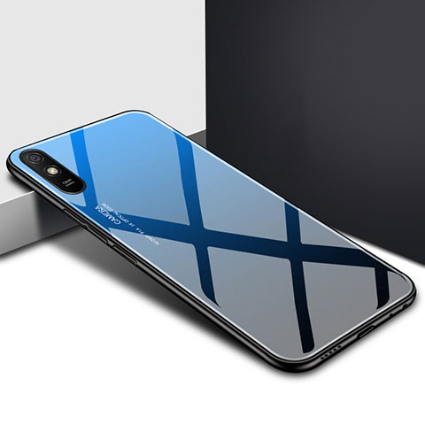 Custodia Silicone Specchio Laterale Cover T01 per Xiaomi Redmi 9i Blu