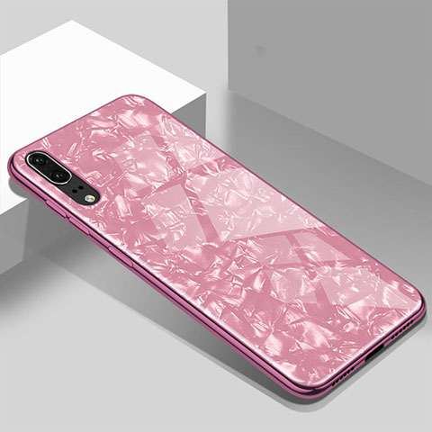 Custodia Silicone Specchio Laterale Cover T02 per Huawei P20 Rosa