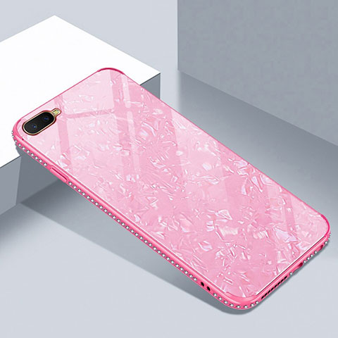 Custodia Silicone Specchio Laterale Cover T02 per Oppo R15X Rosa