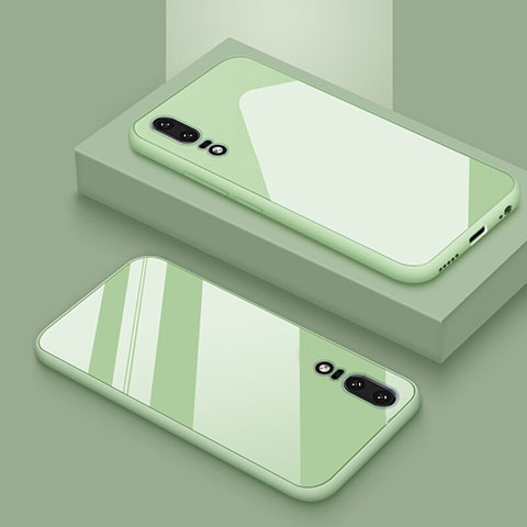 Custodia Silicone Specchio Laterale Cover T03 per Huawei P20 Verde