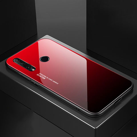 Custodia Silicone Specchio Laterale Sfumato Arcobaleno Cover H01 per Huawei Honor 20E Rosso