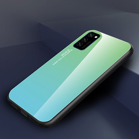 Custodia Silicone Specchio Laterale Sfumato Arcobaleno Cover H01 per Huawei Honor V30 Pro 5G Verde