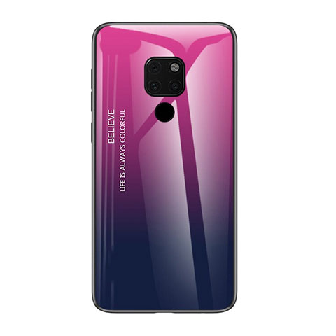 Custodia Silicone Specchio Laterale Sfumato Arcobaleno Cover H01 per Huawei Mate 20 X 5G Rosa Caldo