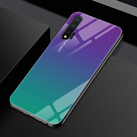 Custodia Silicone Specchio Laterale Sfumato Arcobaleno Cover H01 per Huawei Nova 6 5G Viola