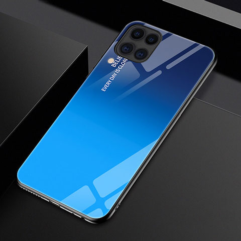 Custodia Silicone Specchio Laterale Sfumato Arcobaleno Cover H01 per Huawei Nova 6 SE Blu