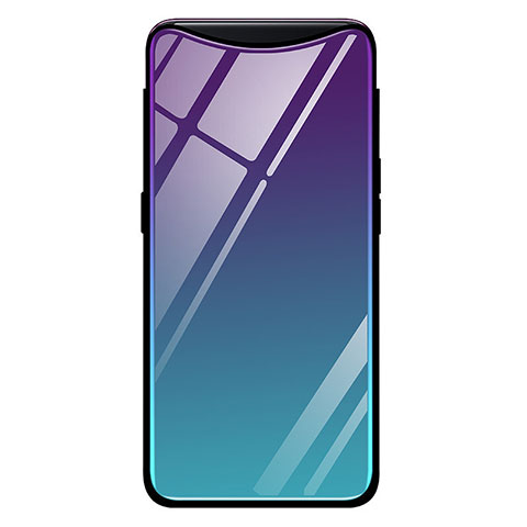 Custodia Silicone Specchio Laterale Sfumato Arcobaleno Cover H01 per Oppo Find X Super Flash Edition Blu