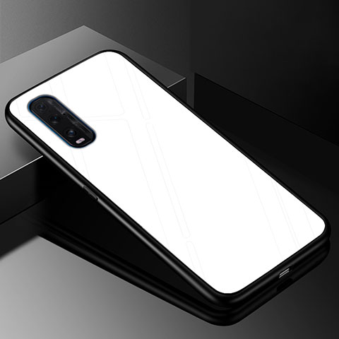 Custodia Silicone Specchio Laterale Sfumato Arcobaleno Cover H01 per Oppo Find X2 Bianco