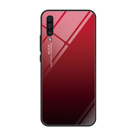 Custodia Silicone Specchio Laterale Sfumato Arcobaleno Cover H01 per Samsung Galaxy A70 Rosso