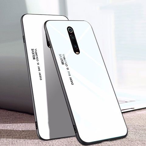 Custodia Silicone Specchio Laterale Sfumato Arcobaleno Cover H01 per Xiaomi Redmi K20 Bianco