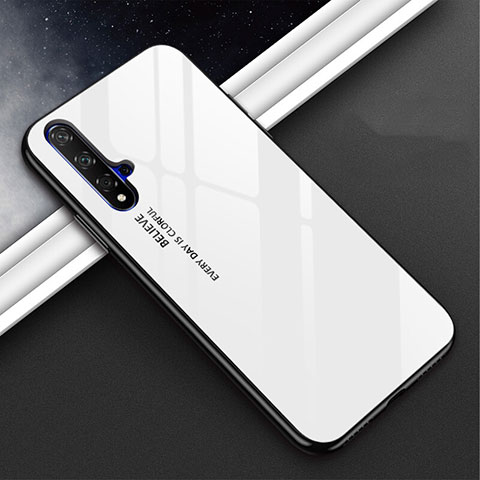 Custodia Silicone Specchio Laterale Sfumato Arcobaleno Cover H02 per Huawei Nova 5 Pro Bianco