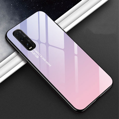 Custodia Silicone Specchio Laterale Sfumato Arcobaleno Cover H02 per Oppo Find X2 Viola