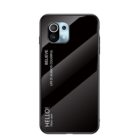 Custodia Silicone Specchio Laterale Sfumato Arcobaleno Cover H02 per Xiaomi Mi 11 Lite 5G NE Nero