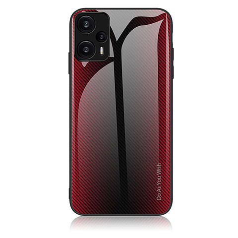 Custodia Silicone Specchio Laterale Sfumato Arcobaleno Cover JM1 per Xiaomi Poco F5 5G Rosso