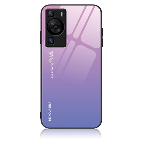 Custodia Silicone Specchio Laterale Sfumato Arcobaleno Cover JM2 per Huawei P60 Pro Lavanda