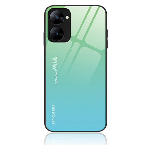 Custodia Silicone Specchio Laterale Sfumato Arcobaleno Cover JM2 per Realme 10S 5G Verde