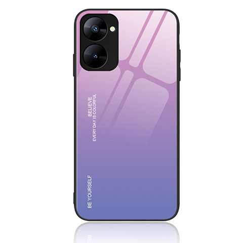 Custodia Silicone Specchio Laterale Sfumato Arcobaleno Cover JM2 per Realme V30 5G Lavanda