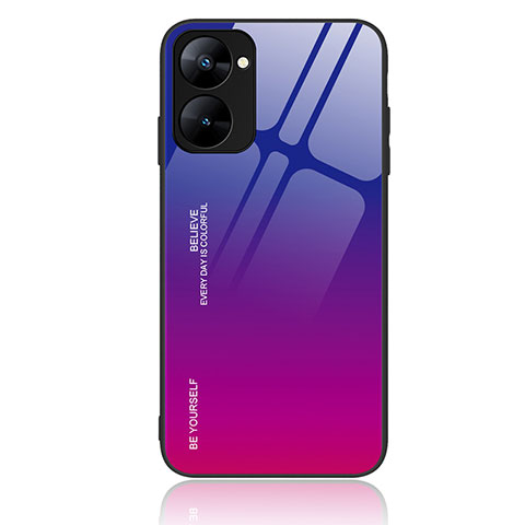 Custodia Silicone Specchio Laterale Sfumato Arcobaleno Cover JM2 per Realme V30t 5G Rosa Caldo