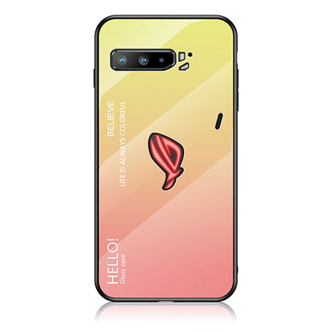 Custodia Silicone Specchio Laterale Sfumato Arcobaleno Cover LS1 per Asus ROG Phone 3 Strix ZS661KS Giallo