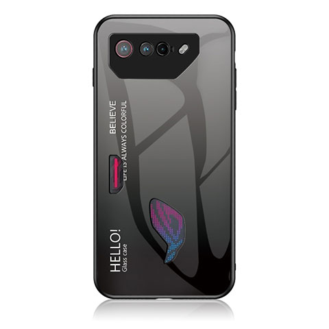 Custodia Silicone Specchio Laterale Sfumato Arcobaleno Cover LS1 per Asus ROG Phone 7 Pro Grigio Scuro