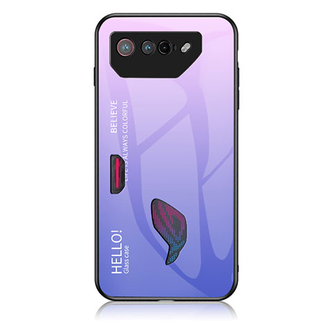 Custodia Silicone Specchio Laterale Sfumato Arcobaleno Cover LS1 per Asus ROG Phone 7 Pro Lavanda