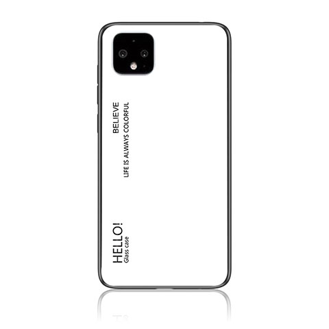 Custodia Silicone Specchio Laterale Sfumato Arcobaleno Cover LS1 per Google Pixel 4 Bianco