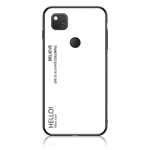 Custodia Silicone Specchio Laterale Sfumato Arcobaleno Cover LS1 per Google Pixel 4a Bianco