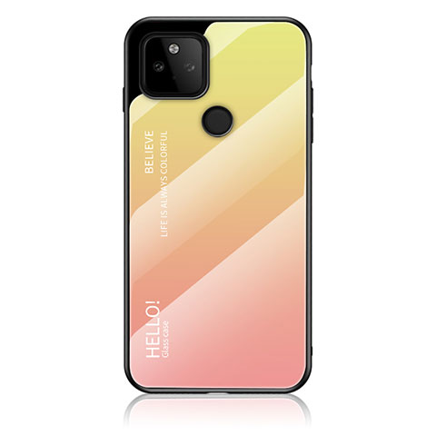 Custodia Silicone Specchio Laterale Sfumato Arcobaleno Cover LS1 per Google Pixel 5a 5G Giallo