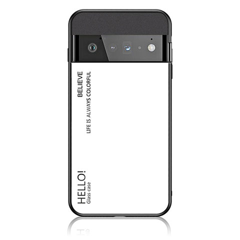 Custodia Silicone Specchio Laterale Sfumato Arcobaleno Cover LS1 per Google Pixel 6 Pro 5G Bianco