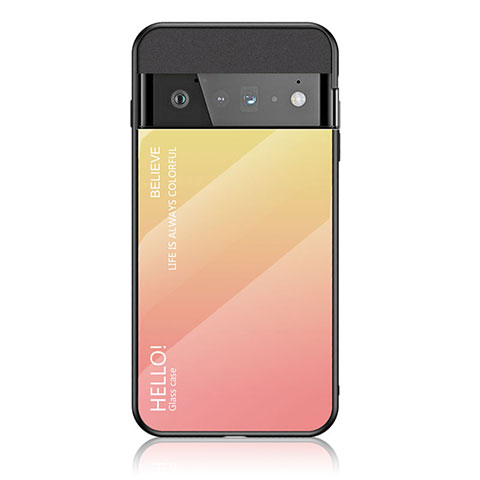 Custodia Silicone Specchio Laterale Sfumato Arcobaleno Cover LS1 per Google Pixel 6 Pro 5G Giallo