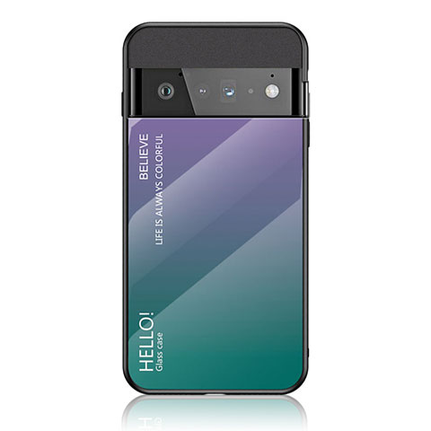 Custodia Silicone Specchio Laterale Sfumato Arcobaleno Cover LS1 per Google Pixel 6 Pro 5G Multicolore