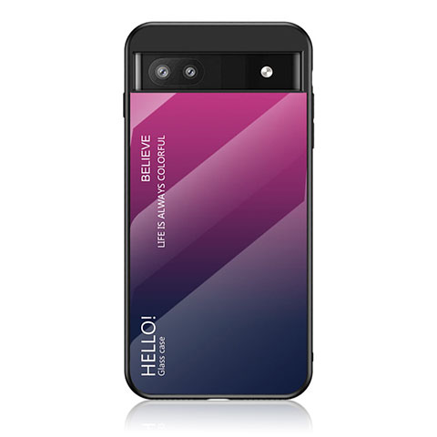 Custodia Silicone Specchio Laterale Sfumato Arcobaleno Cover LS1 per Google Pixel 6a 5G Rosa Caldo