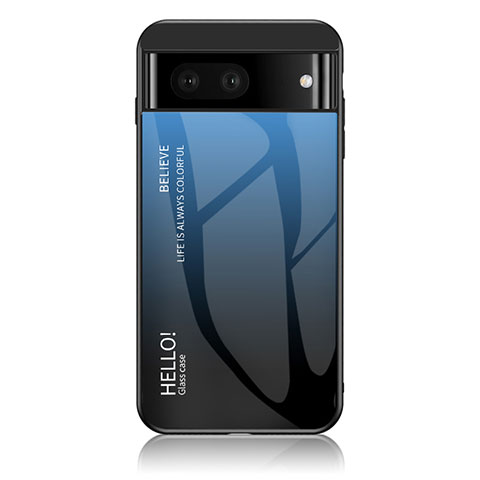 Custodia Silicone Specchio Laterale Sfumato Arcobaleno Cover LS1 per Google Pixel 7a 5G Blu