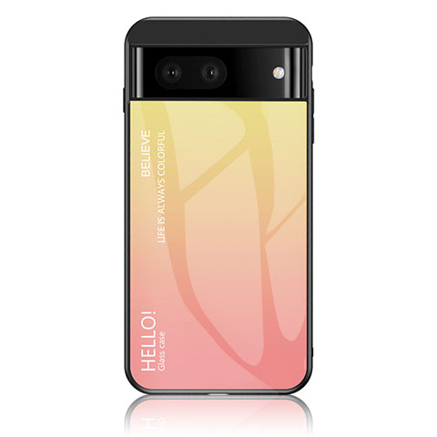 Custodia Silicone Specchio Laterale Sfumato Arcobaleno Cover LS1 per Google Pixel 7a 5G Giallo