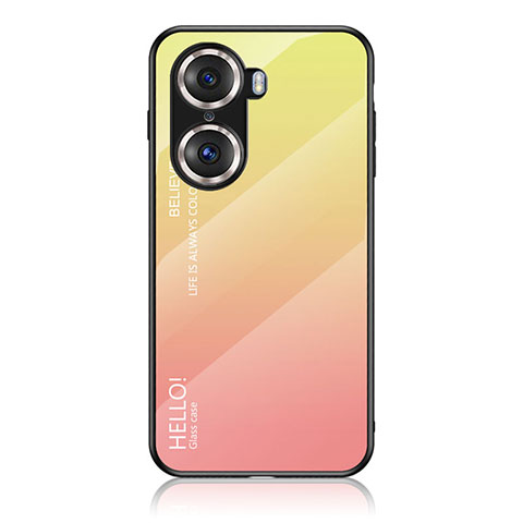 Custodia Silicone Specchio Laterale Sfumato Arcobaleno Cover LS1 per Huawei Honor 60 Pro 5G Giallo