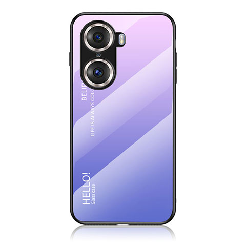 Custodia Silicone Specchio Laterale Sfumato Arcobaleno Cover LS1 per Huawei Honor 60 Pro 5G Lavanda