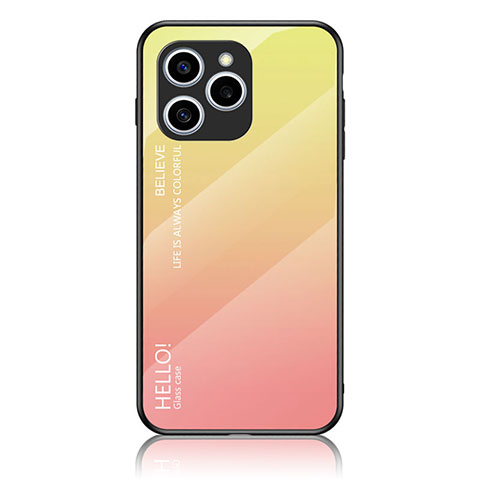 Custodia Silicone Specchio Laterale Sfumato Arcobaleno Cover LS1 per Huawei Honor 60 SE 5G Giallo