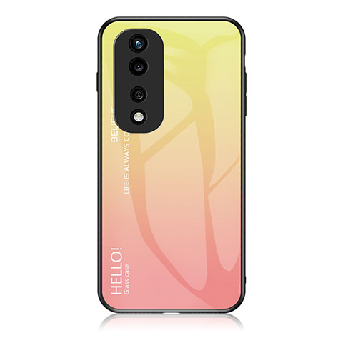 Custodia Silicone Specchio Laterale Sfumato Arcobaleno Cover LS1 per Huawei Honor 70 Pro+ Plus 5G Giallo