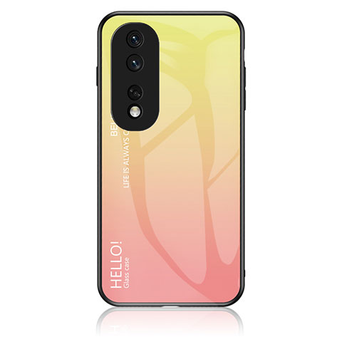 Custodia Silicone Specchio Laterale Sfumato Arcobaleno Cover LS1 per Huawei Honor 80 Pro 5G Giallo